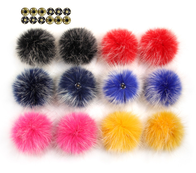 Pack of 12 Faux Fox Fur Pompoms for Hats High Density Immitated Real Fur  Pompoms With Buckle DIY Hat - AliExpress